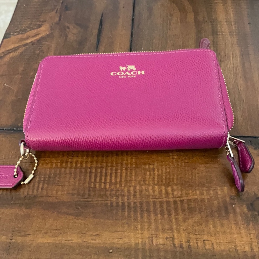 Coach small double zipper wallet